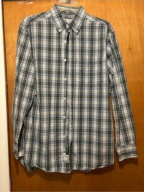 Faded Glory Green and Blue Plaid Button-Down Shirt